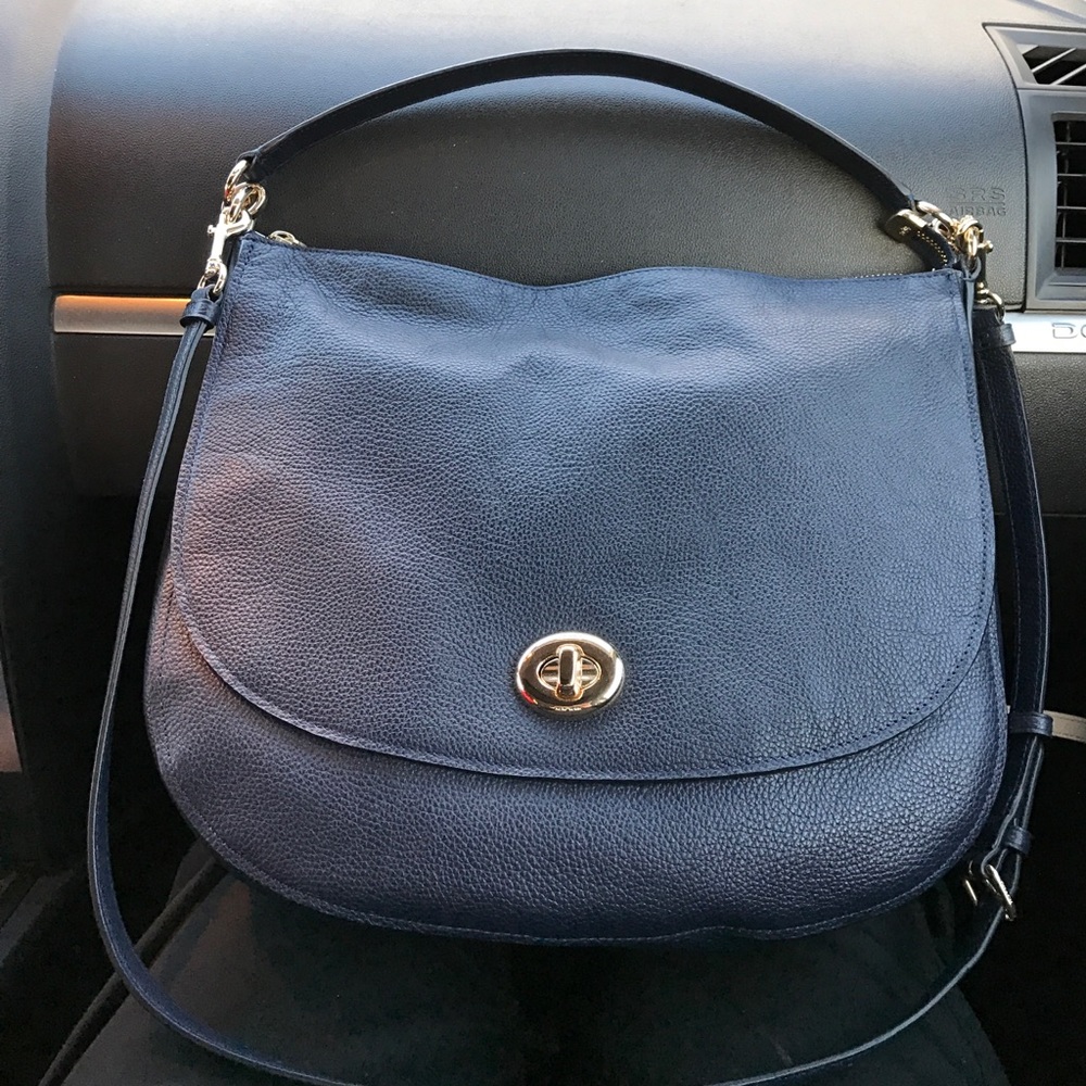 Blue coach hobo turn lock bag