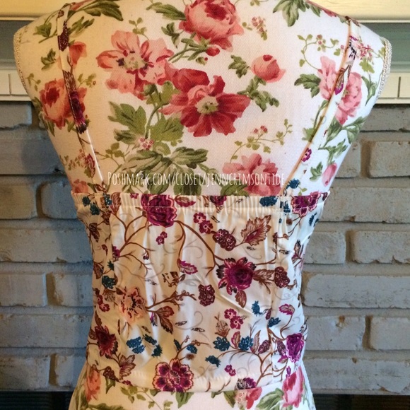 Raspberry Pink White Floral Crop Top Bustier - Picture 5 of 7