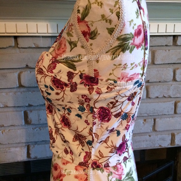 Raspberry Pink White Floral Crop Top Bustier - Picture 6 of 7