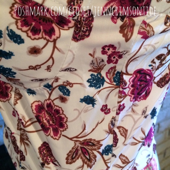 Raspberry Pink White Floral Crop Top Bustier - Picture 7 of 7