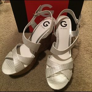 Guess White Summer Wedges size 11