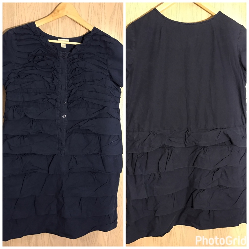 J. Crew Navy Ruffle Dress SZ 12