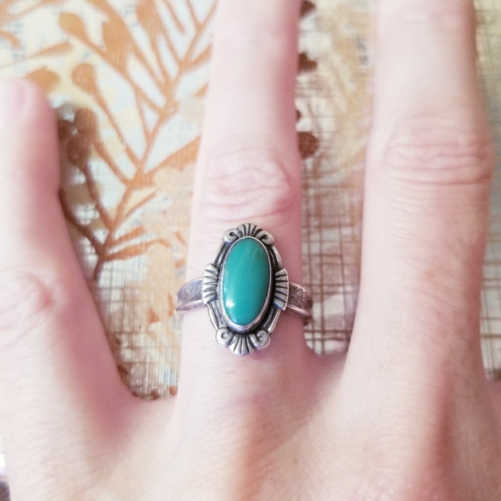 Vintage Sterling Silver Chrysoprase Ring