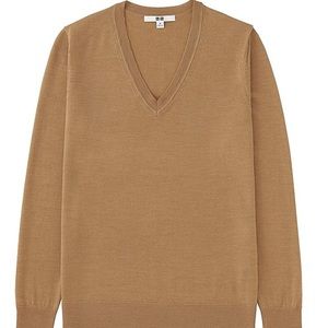 Uniqlo Merino Wool navy blue V-neck sweater