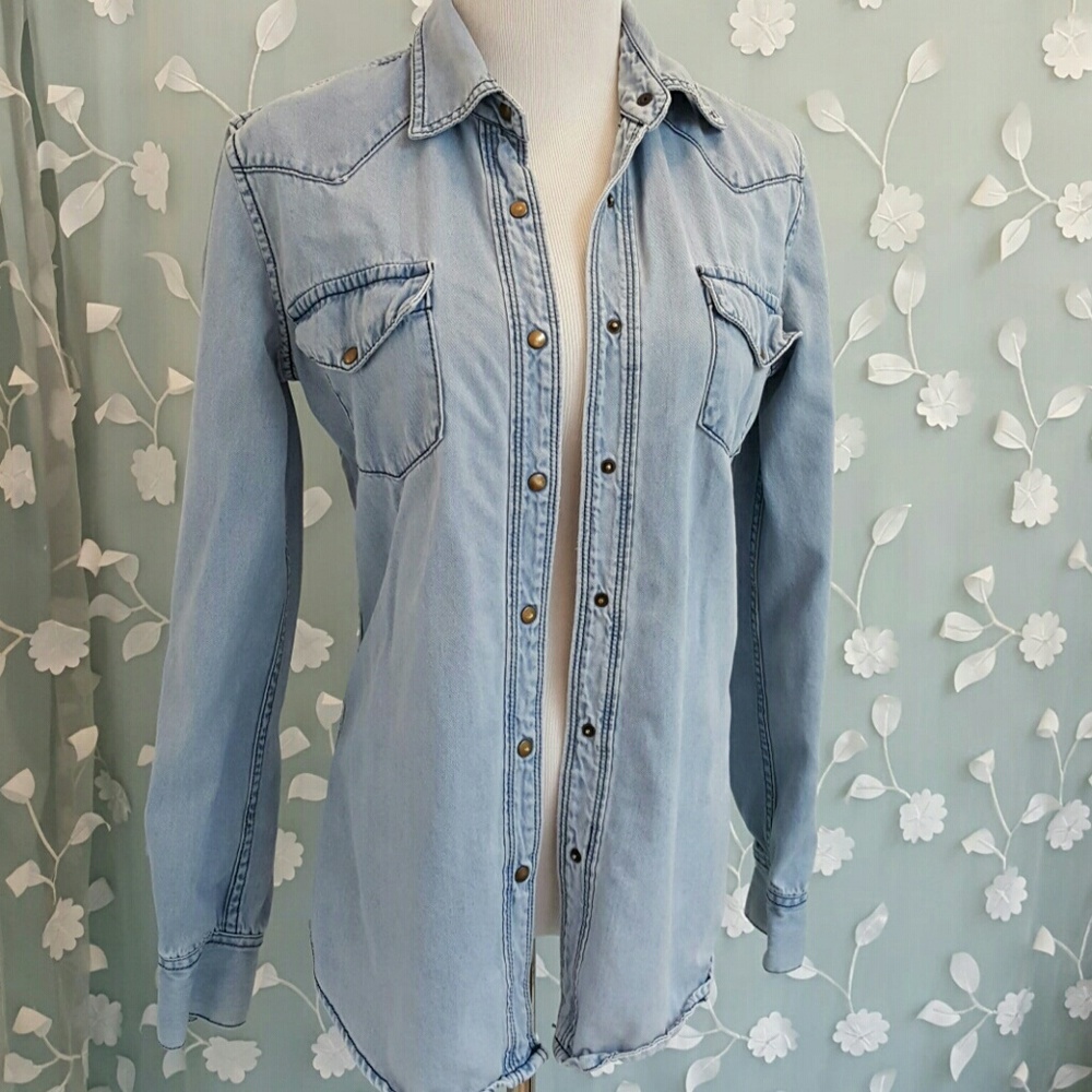 Denim Snap Button Down Top/Jacket