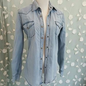 Denim Snap Button Down Top/Jacket