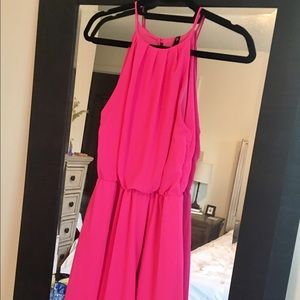 Hot pink high neck dress