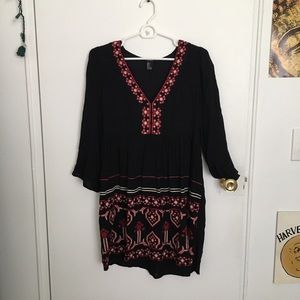 Black Dress with Red & White Accents