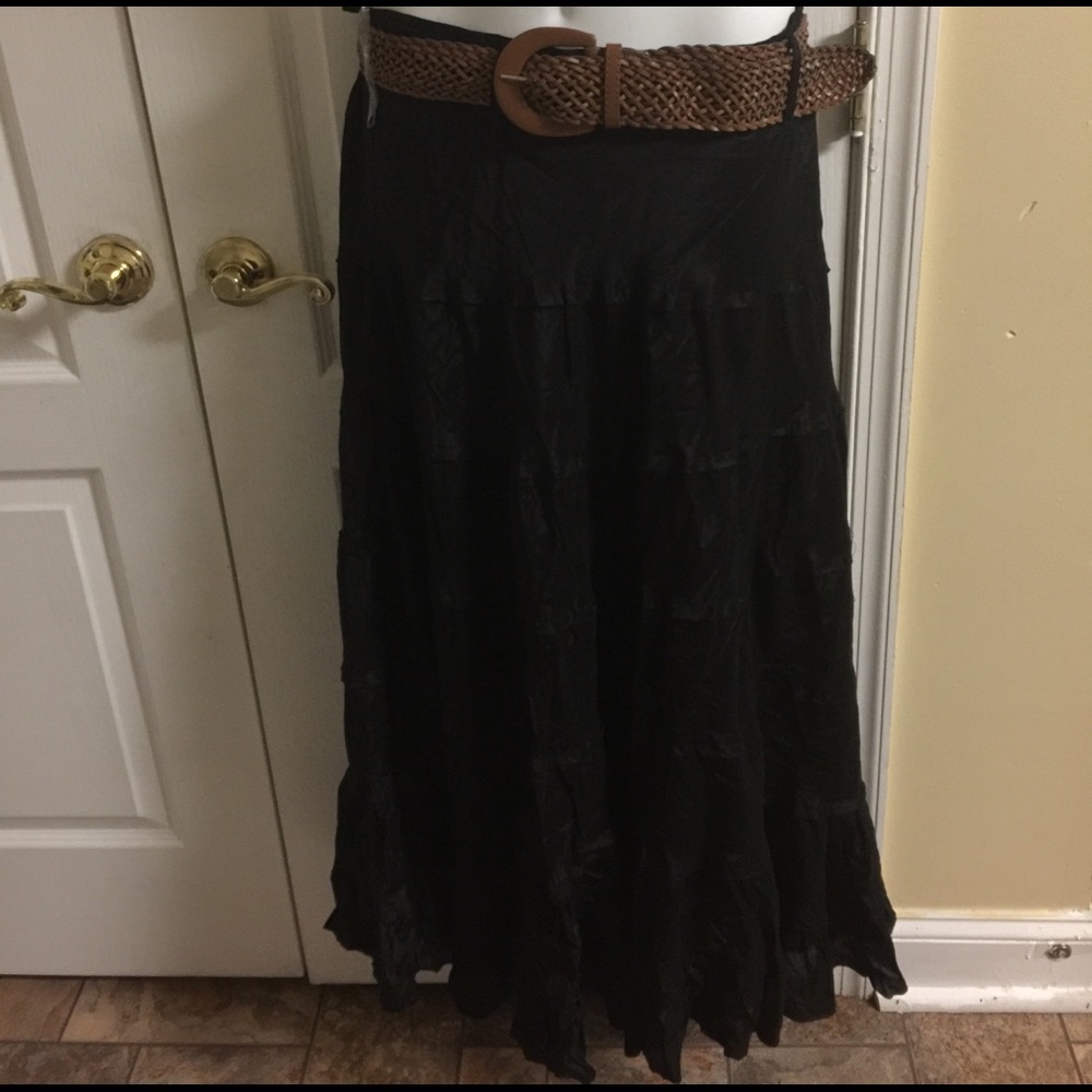 Bohemian Cafe women's long belted skirt black larg