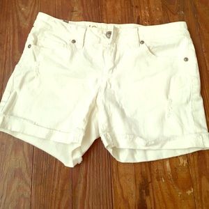 LC Distressed White Denim Shorts