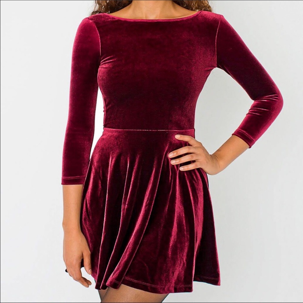 Velvet Skater Burgundy Dress New