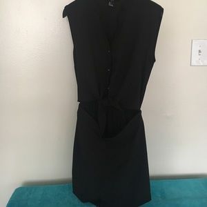 Black 2-piece connected romper