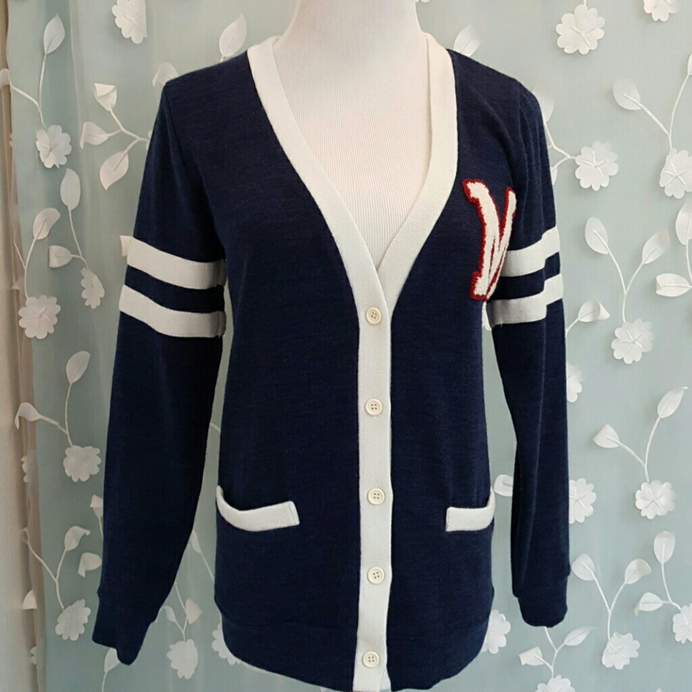 Cute Button Down Letterman Sweater