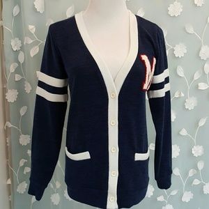 Cute Button Down Letterman Sweater