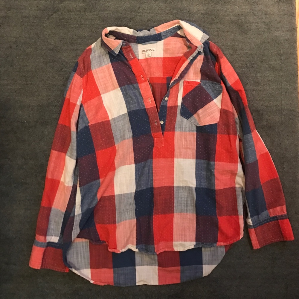 MOVING SALE :: Merona polka & plaid dot shirt