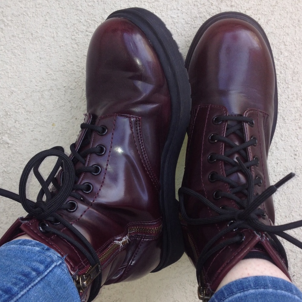 Wine Lace Up Boots