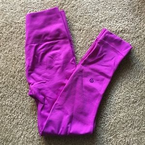 Lululemon Cropped Leggings, Neon Purple, Size 4