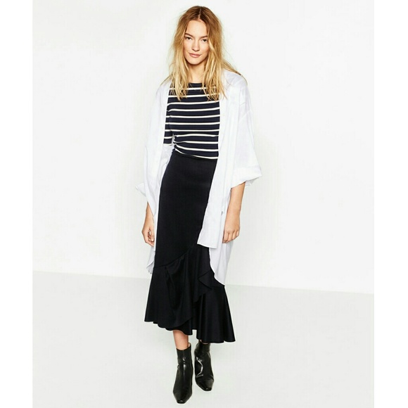 Zara Frilled Wool Blend Skirt - Picture 2 of 8