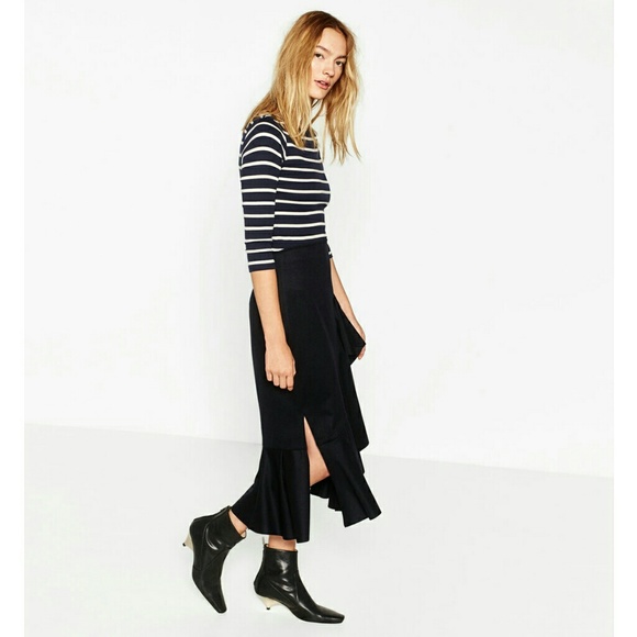 Zara Frilled Wool Blend Skirt - Picture 4 of 8