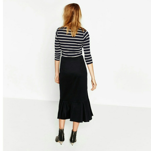 Zara Frilled Wool Blend Skirt - Picture 5 of 8