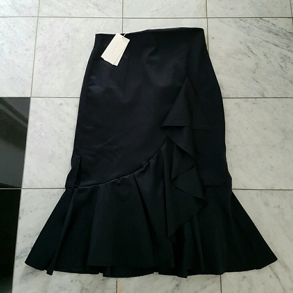 Zara Frilled Wool Blend Skirt - Picture 6 of 8