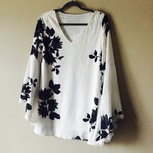 Cut out back white floral flowey dress