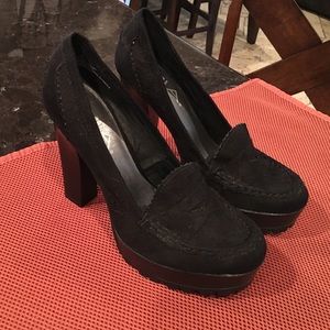 Black loafer style heels