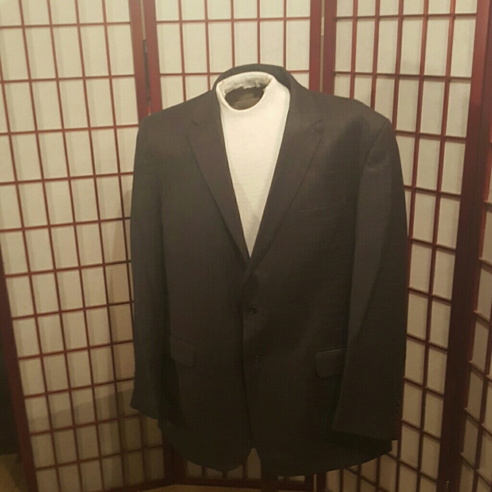 Men's dark grey plaid suit