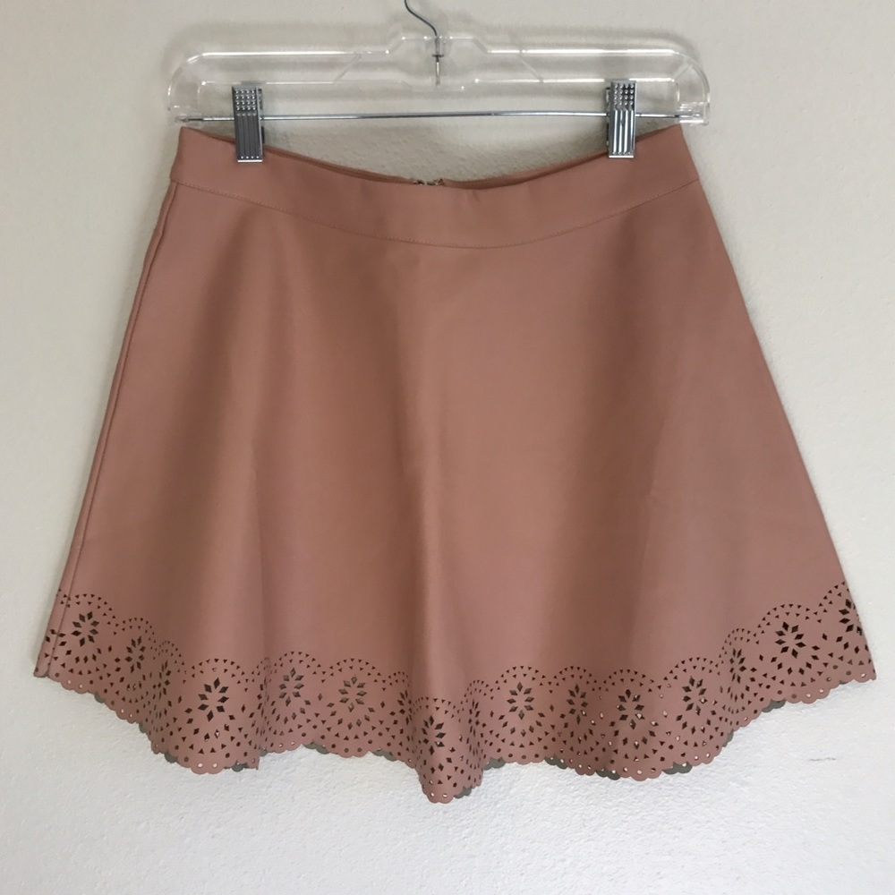 Nude Pink Faux Leather Skirt