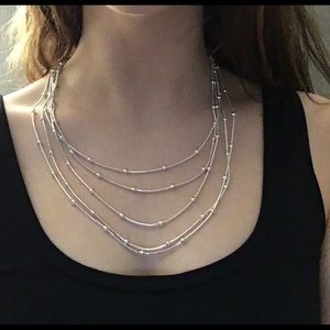 silver long necklace