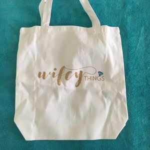 White canvas tote bag