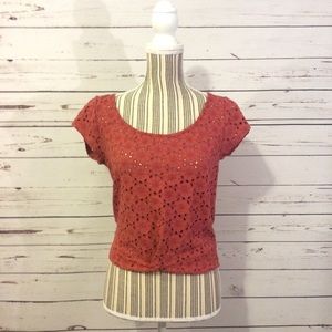 American Eagle sexy flirty crop top shirt eyelet