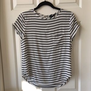 Black and White Striped Crepe Shirt