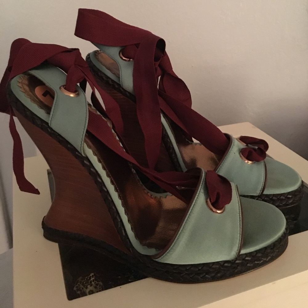 Bcbg ankle laced wedge.