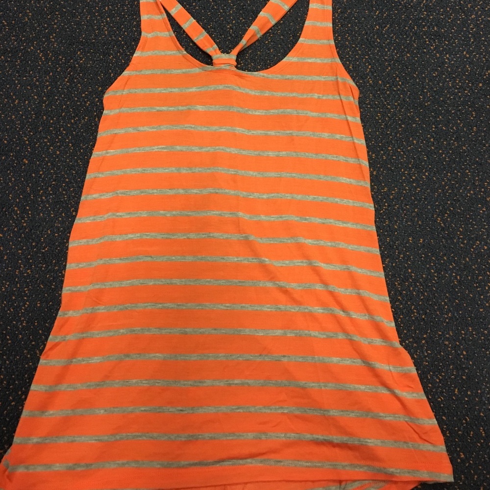 orange and grey striped tank top