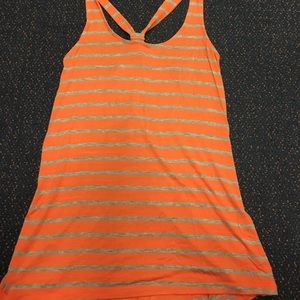 orange and grey striped tank top