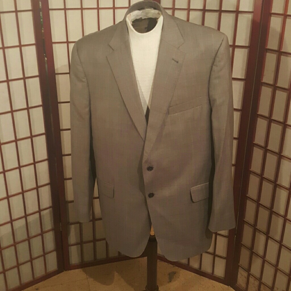 Men's  light grey plaid  Jos A. Bank  suit