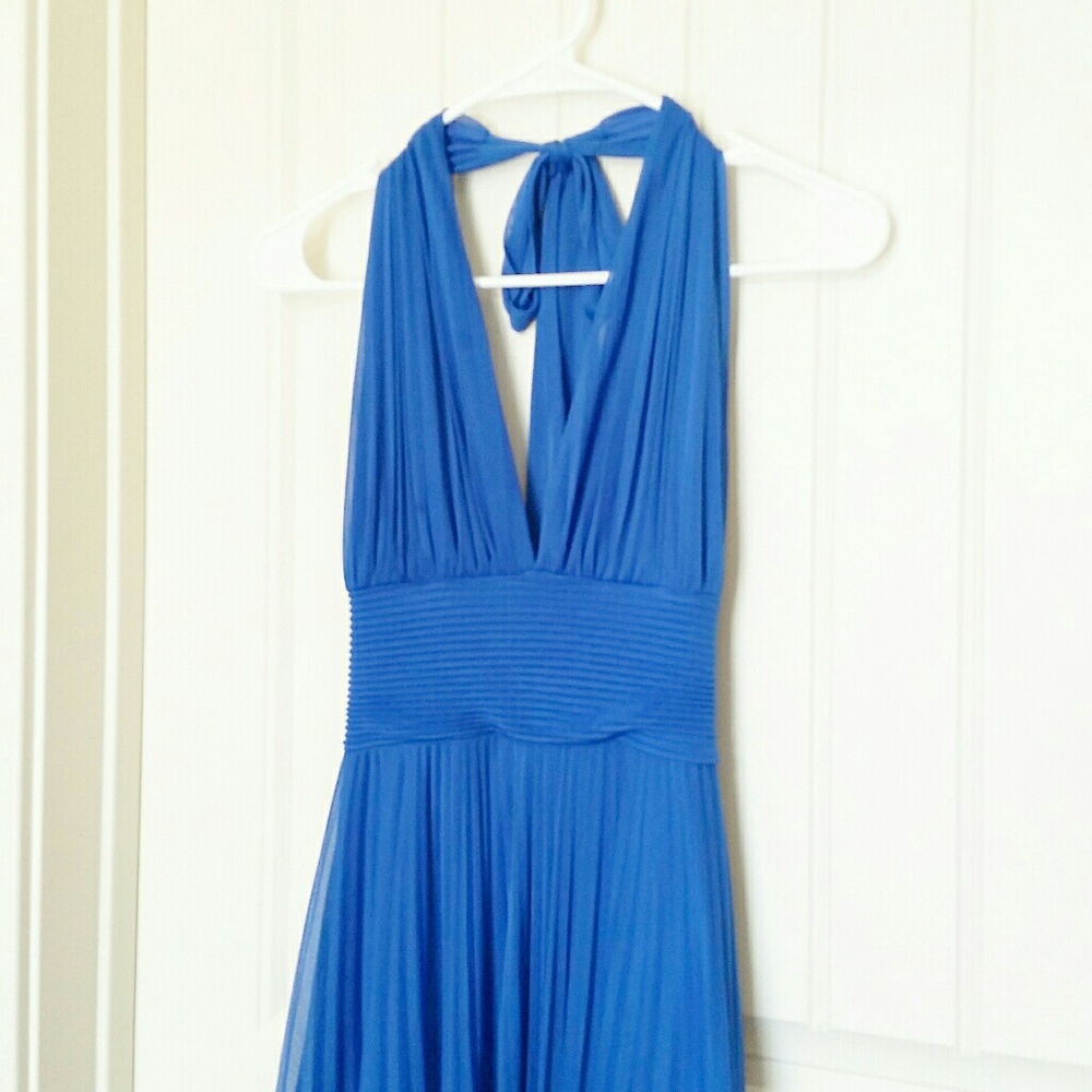 Blue Halter-Top Maxi Dress