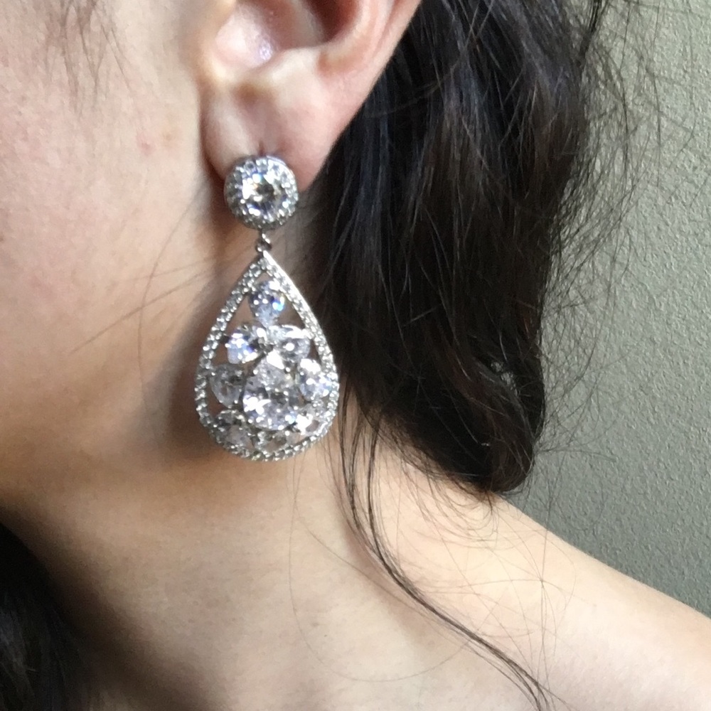 Sterling silver post pendant earrings