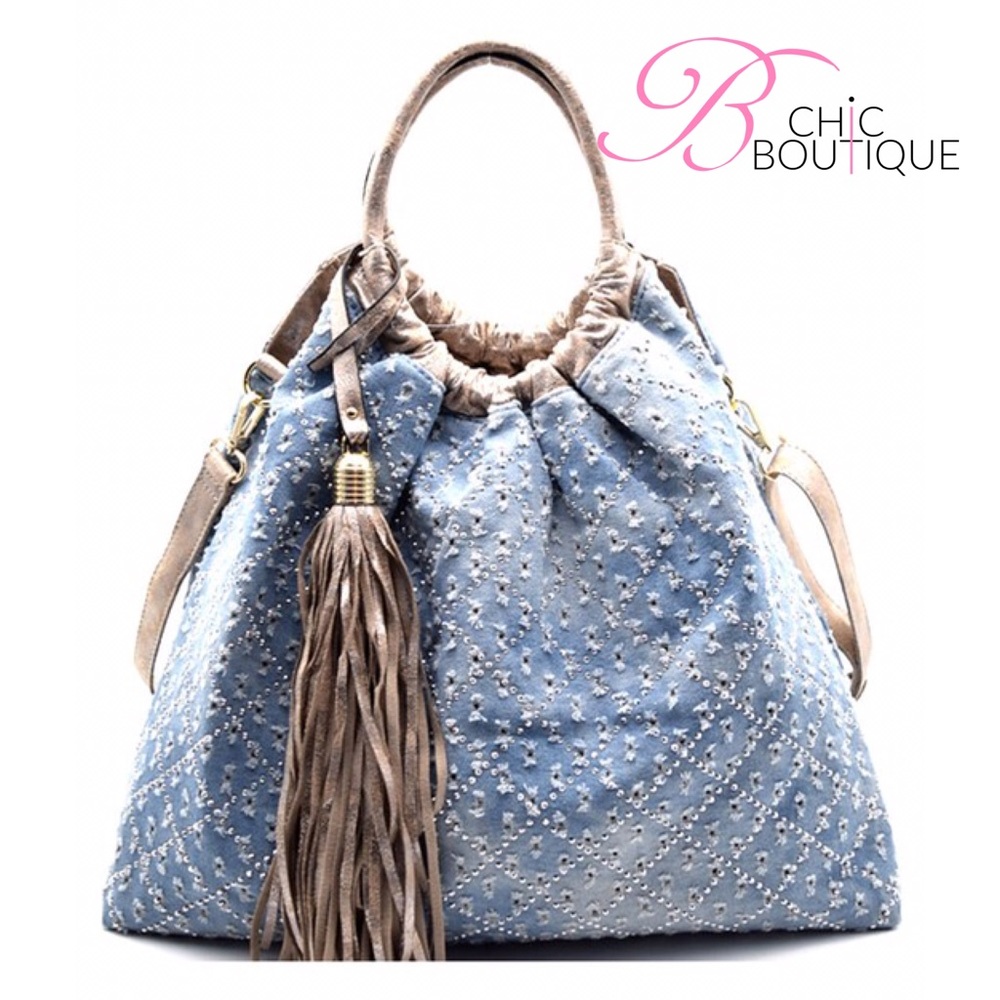 🌸SPRING SALE🌸The Distressed Denim Hobo Bag - Picture 1 of 6