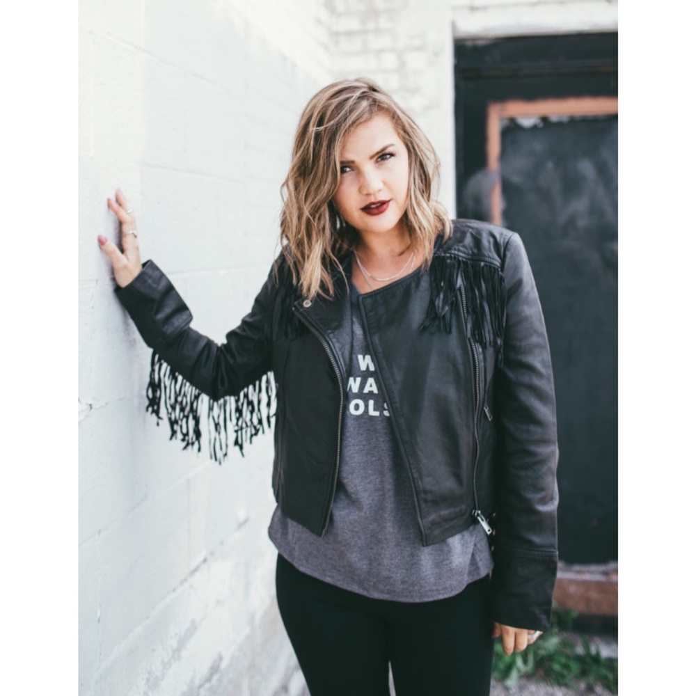 Banana Republic fringe leather jacket