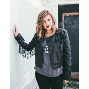 Banana Republic fringe leather jacket