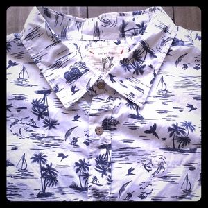 Men's Surf Print Short Sleeve Button Down Shirt