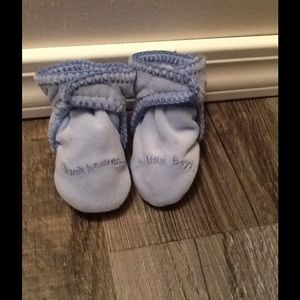 Newborn baby booties.