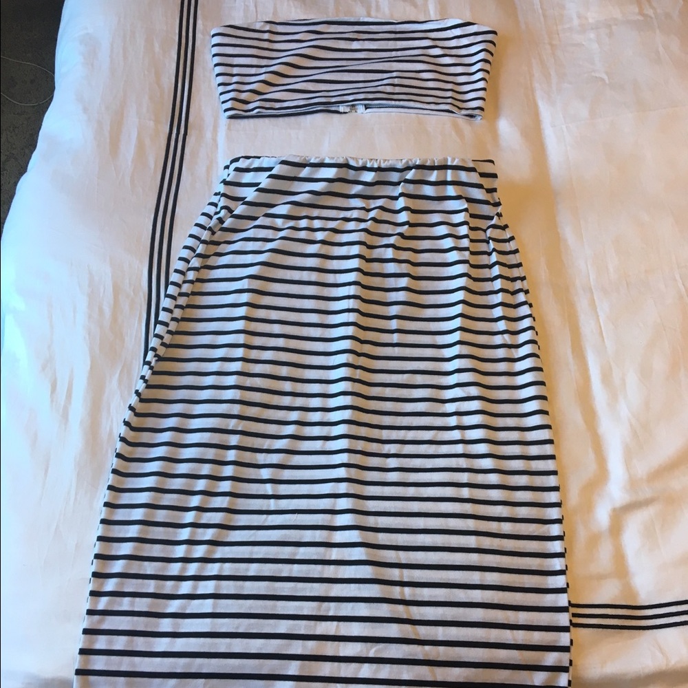Strapless Tube Top & High Waisted Skirt