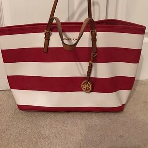 Michael Kors Red and white tote