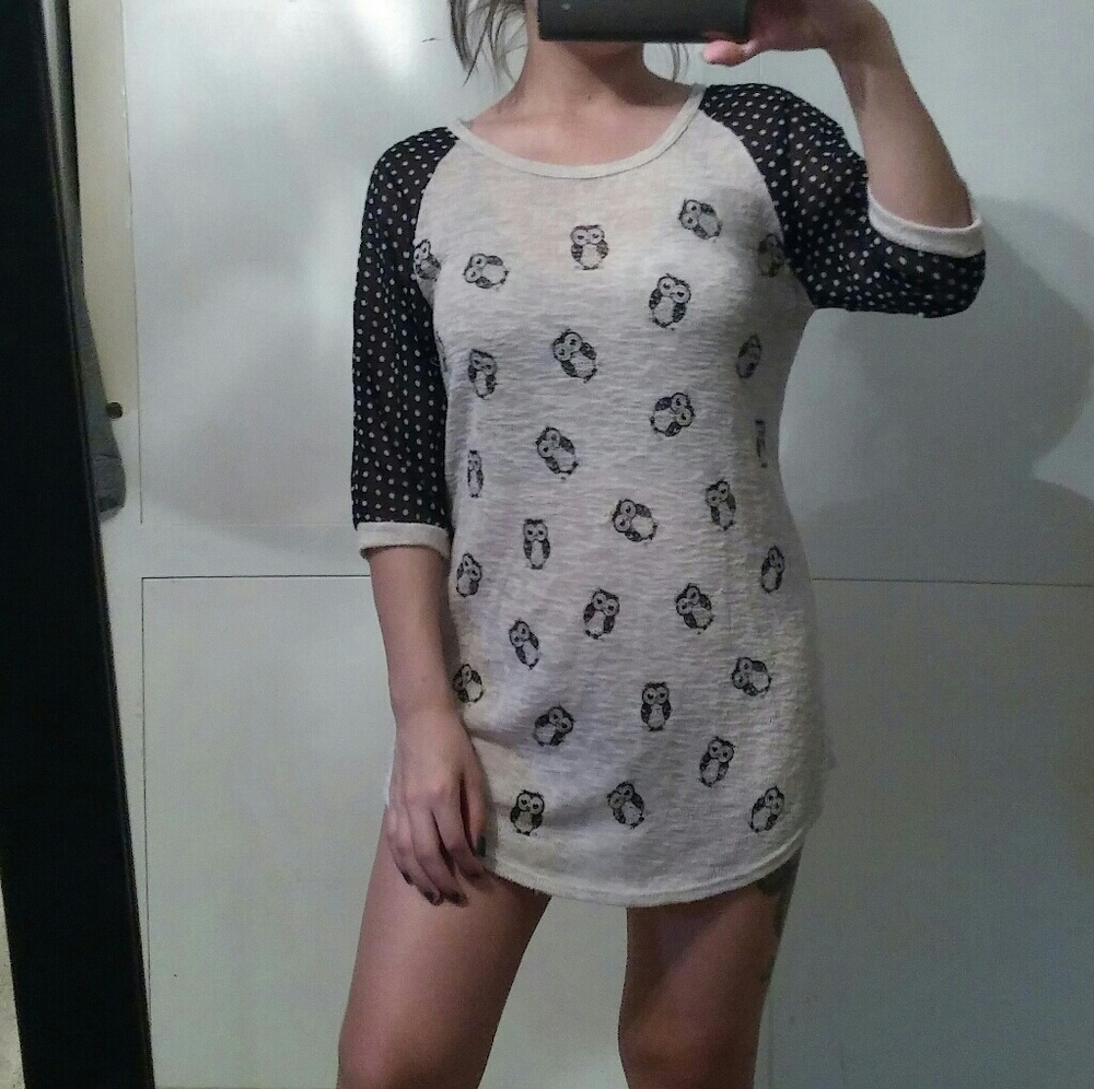Owl print maternity shirt