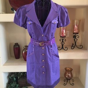 Bebe purple puffy sleeves dress