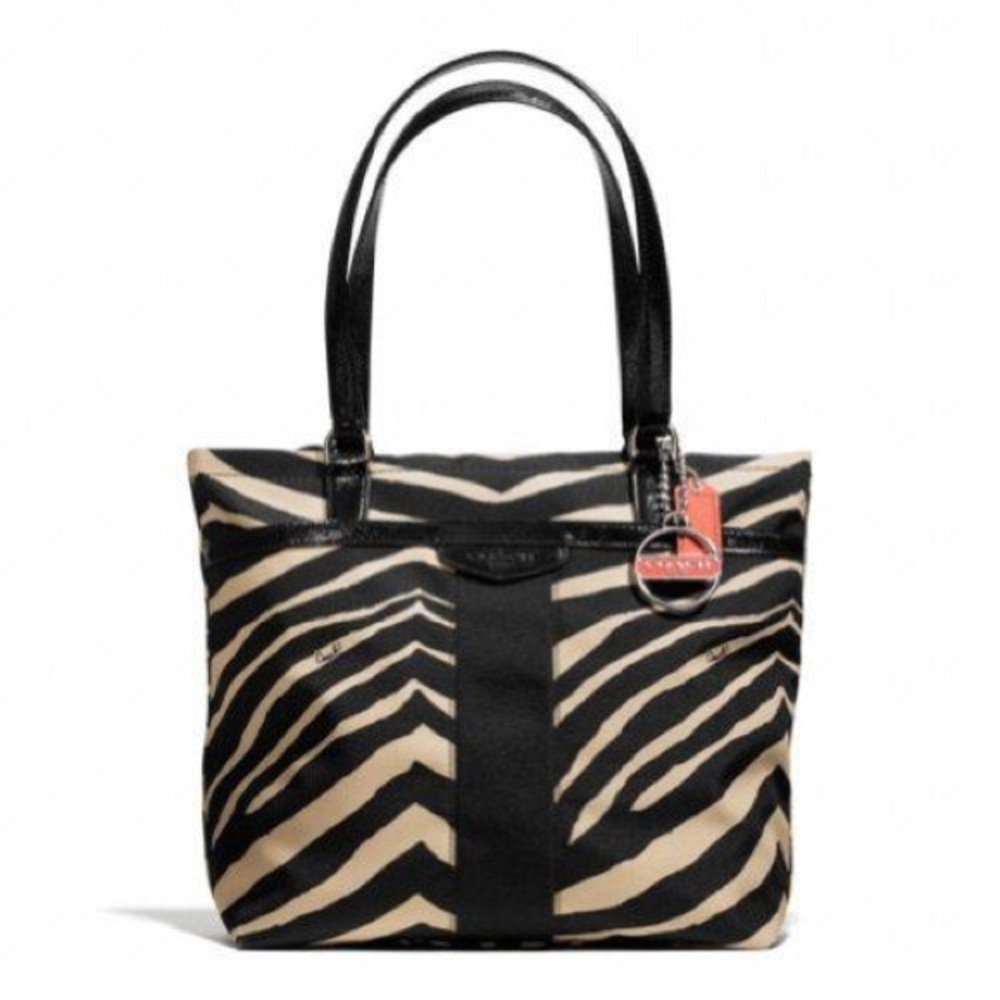 Coach Signature Zebra Print Tote Shoulder Bag