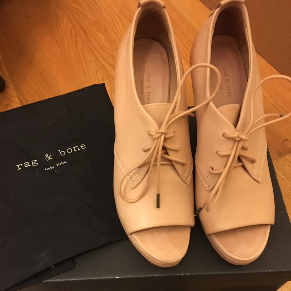rag & bone Nude Leather Sahara Wedges 37 (6.5/7)